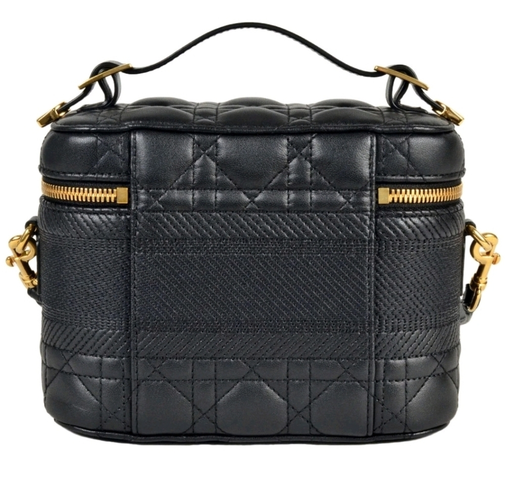 Christian Dior Vanity Bag Shoulder Leather Canvas Black Crossbody/Top Handle - Picture 4 of 16